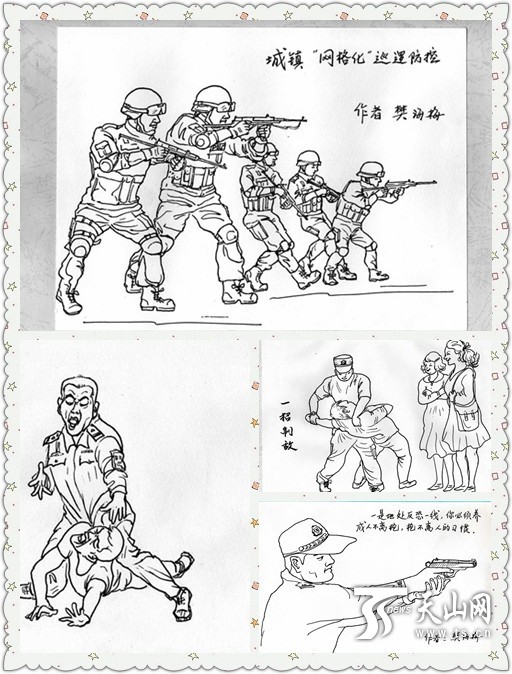 天山网讯 （记者马海娟报道）近日，在网上走红的一组新疆阿勒泰市警务漫画出自一线民警樊海梅。樊海梅从事公安工作30余年，目前是阿勒泰市金山北路社区的民警，2010年，樊海梅开始创作警务漫画，她临摹大量绘画、人物速写、连环画、画报头像，百度多种头像、表情、动态，用来提升自己的漫画水平。她将一线民警的日常工作、会议记录、自己的警务日志以及工作中的各项条例以漫画的形式记录下来，至今已经有近千幅警务漫画作品。